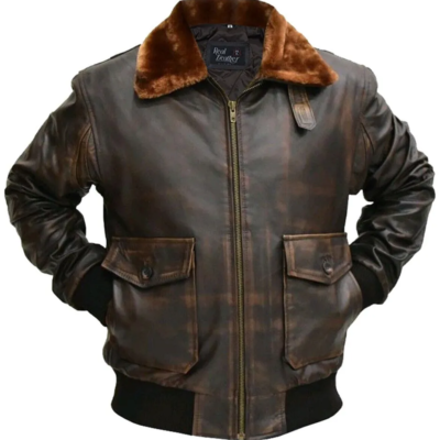 Men's Flying RAF Aviator B3 Bomber Flight Distressed Brown Leather Jacket-Men's Real Lambskin Leather Jacket-Handmade WWII Leather Coat - Image 2