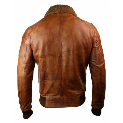 Men's Aviator Flight Brown Real Lambskin Leather Jacket-Men Vintage Bomber Jacket-Handmade Custom Shearling Fur Jacket For Men-WWII Jacket - Image 2