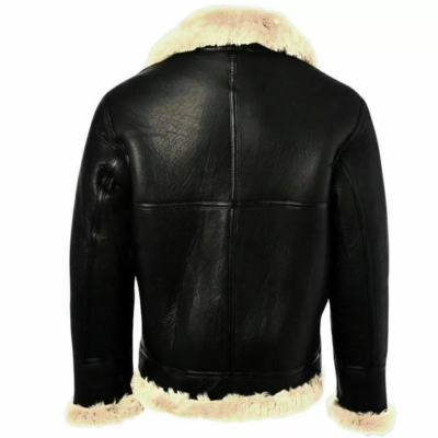 Men RAF Aviator Fur B3 Bomber Black Real Leather Jacket-Genuine Lambskin Leather Jacket For Men's-WWII Flying Pilot Handmade Leather Jacket - Image 2