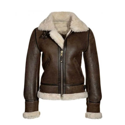 Women's B3 Bomber Leather Jacket, Brown Leather Jacket, Sheepskin Leather, Women Stylish Fur Jacket, Luxury Gift For Her-Handmade Jacket