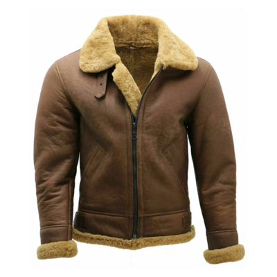 Men RAF Aviator B3 Bomber Brown Leather Jacket-Shearling Fur Leather Flying Pilot Jacket For Men's-Men's Winter Jacket-Handmade Leather Coat