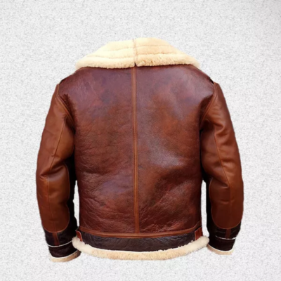 Men's Aviator Flight Jacket Real Lambskin Leather Vintage Bomber Jacket-Handmade Custom Shearling Fur Jacket For Men-Gift For Him-WWII Coat - Image 2