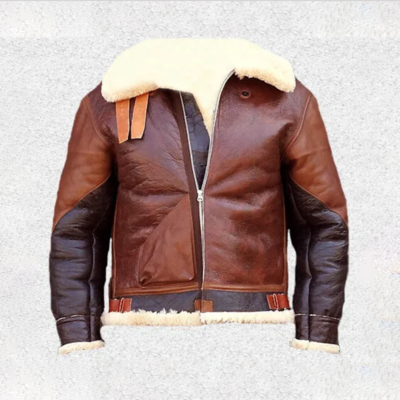 Men's Aviator Flight Jacket Real Lambskin Leather Vintage Bomber Jacket-Handmade Custom Shearling Fur Jacket For Men-Gift For Him-WWII Coat