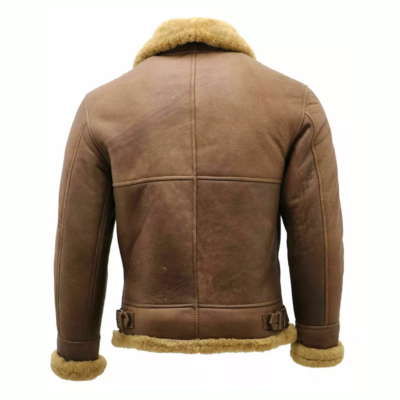 Men RAF Aviator B3 Bomber Brown Leather Jacket-Shearling Fur Leather Flying Pilot Jacket For Men's-Men's Winter Jacket-Handmade Leather Coat - Image 2