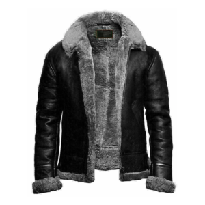 Men’s Black RAF Aviator Flying Pilot Leather Jacket-Men’s Shearling B3 Bomber Fur Collared Leather jacket-Gift For Him-Men’s Winter Jacket